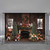 Aperturee - Cabin Holiday Santa Snowy Merry Christmas Backdrop